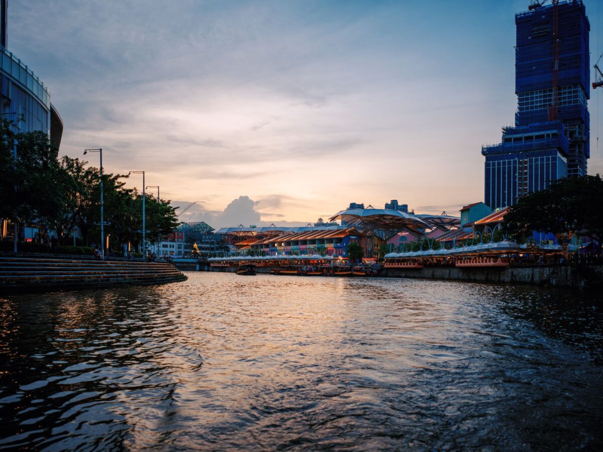 clarke quay singapore riverside evening